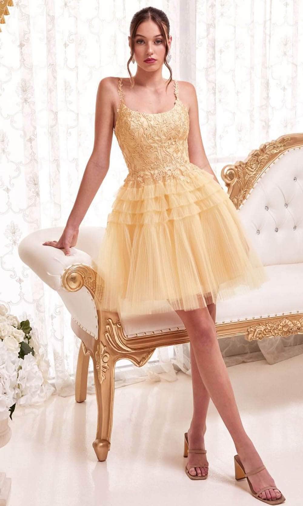 Cinderella Divine 9310 - A-Line Cocktail Dress with Embroidery - view 7