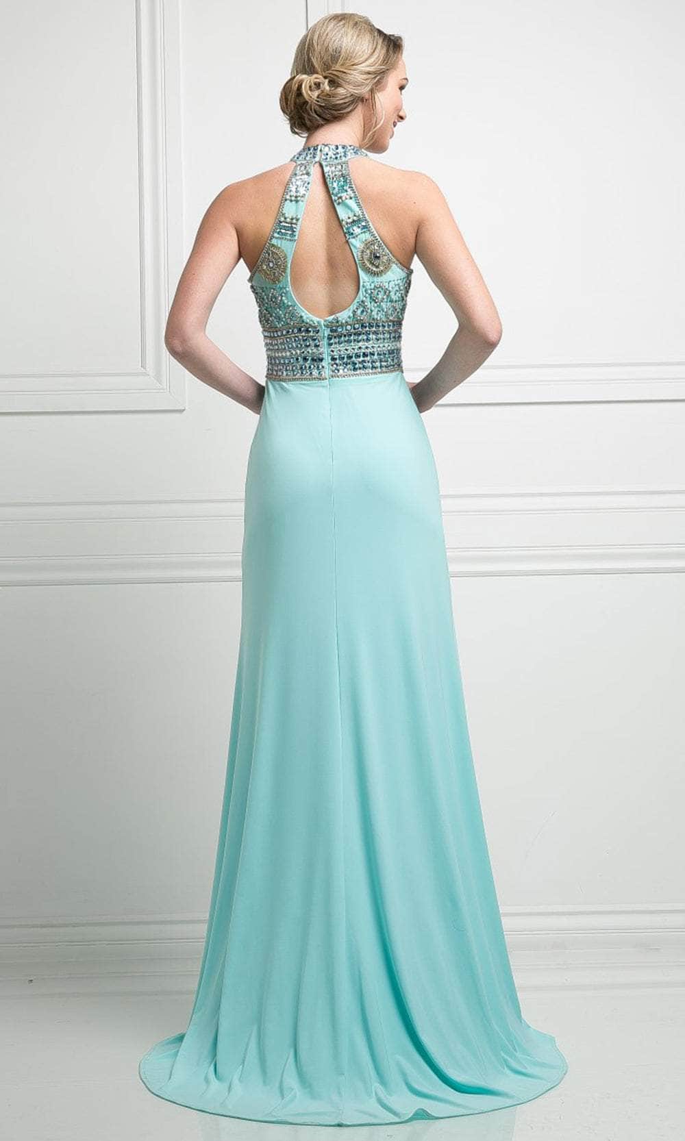 Cinderella Divine 971 - High Halter Bedazzled Column Gown - view 4