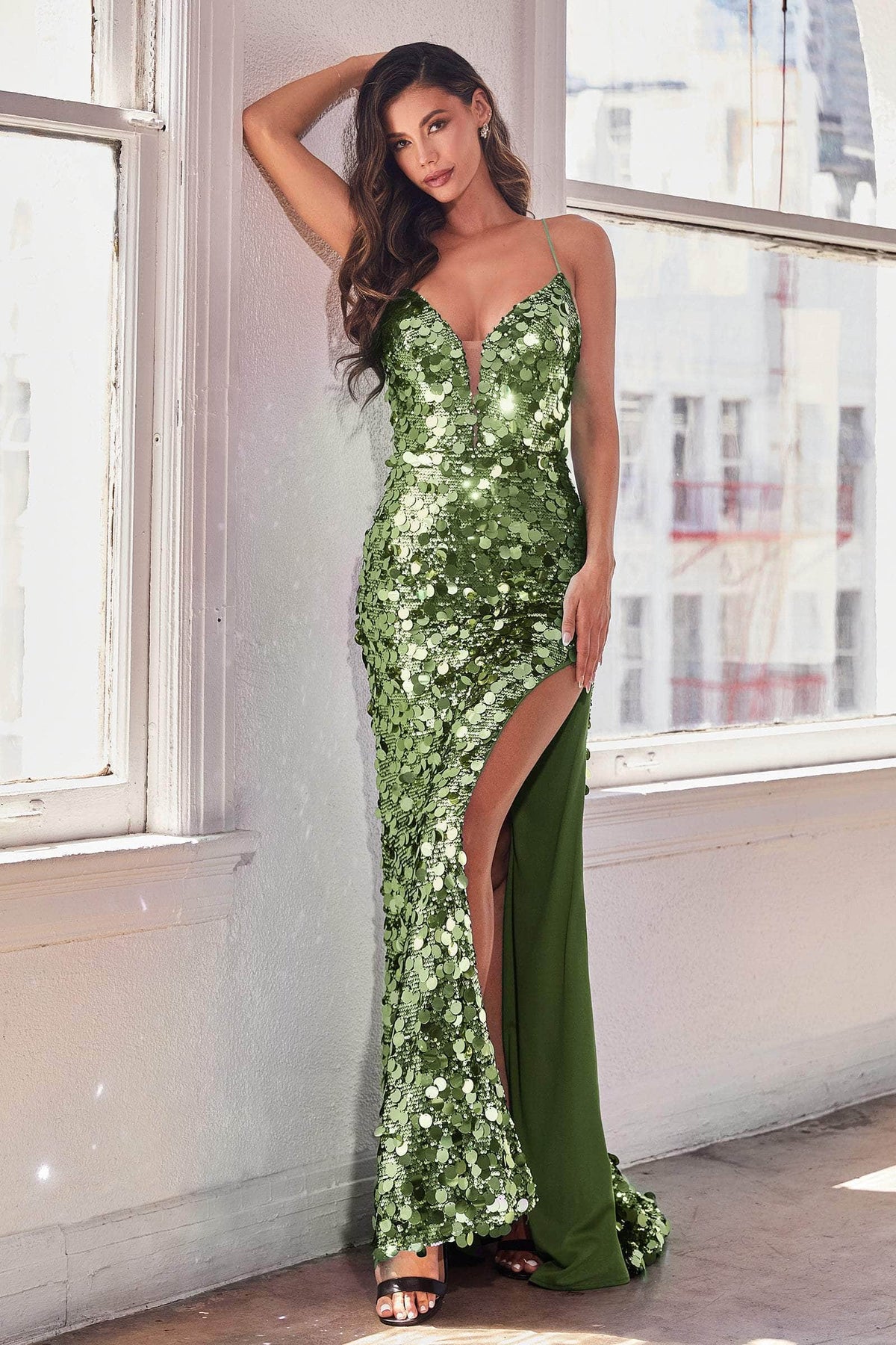Cinderella Divine B1141 - Sheath Dress with Sparkling Pailette Detailing - view 9