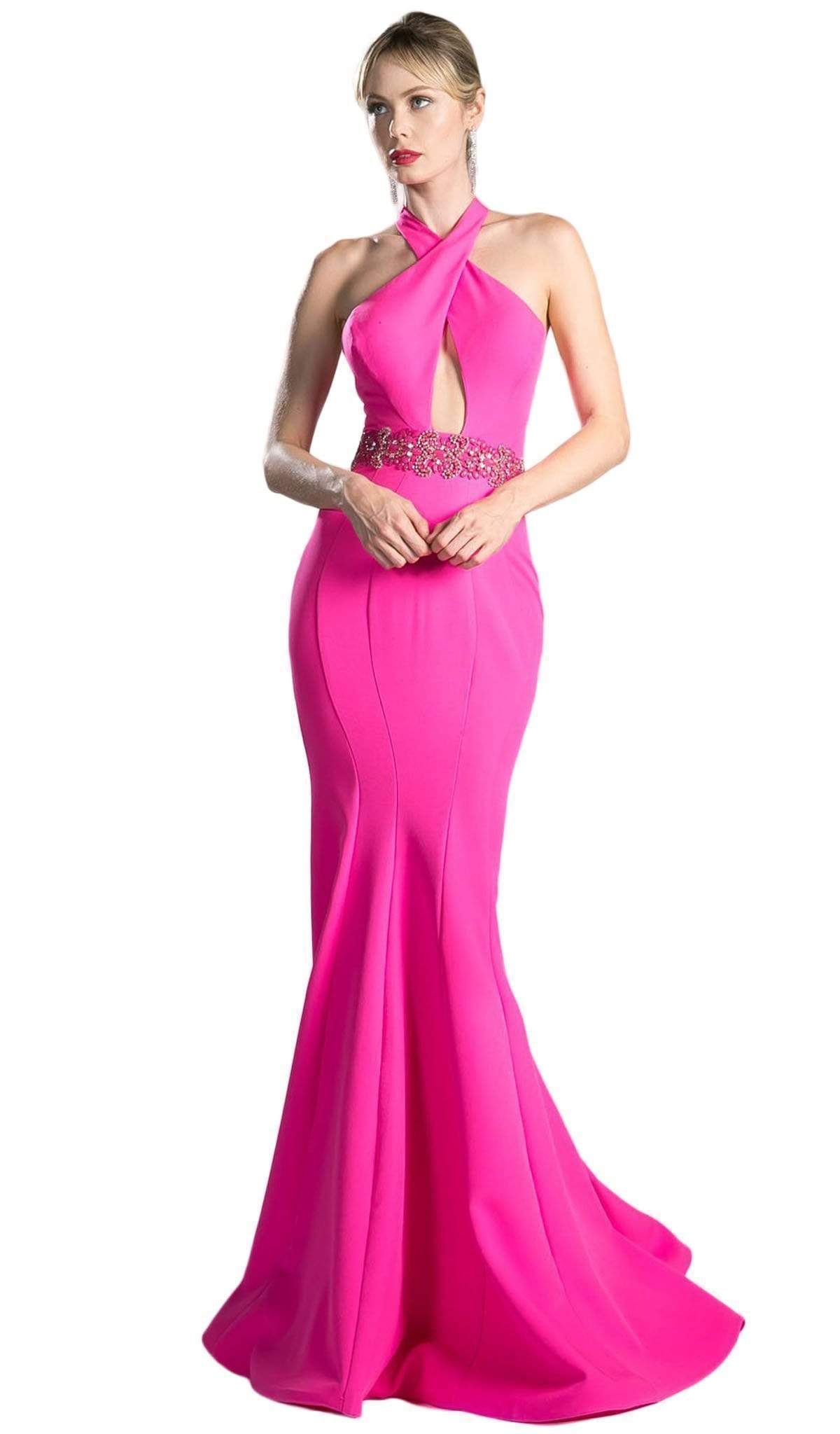 Cinderella Divine - Beaded Halter Neck Scuba Mermaid Dress - designer evening gown at Silhouette Dresses