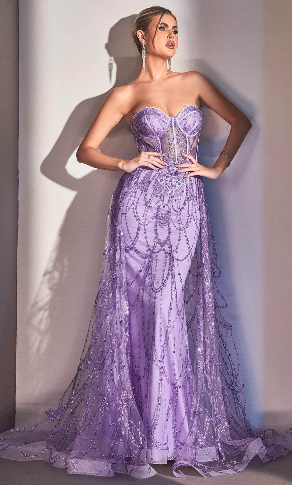 Cinderella Divine CB095 - Bustier Sheath Evening Gown - detail view