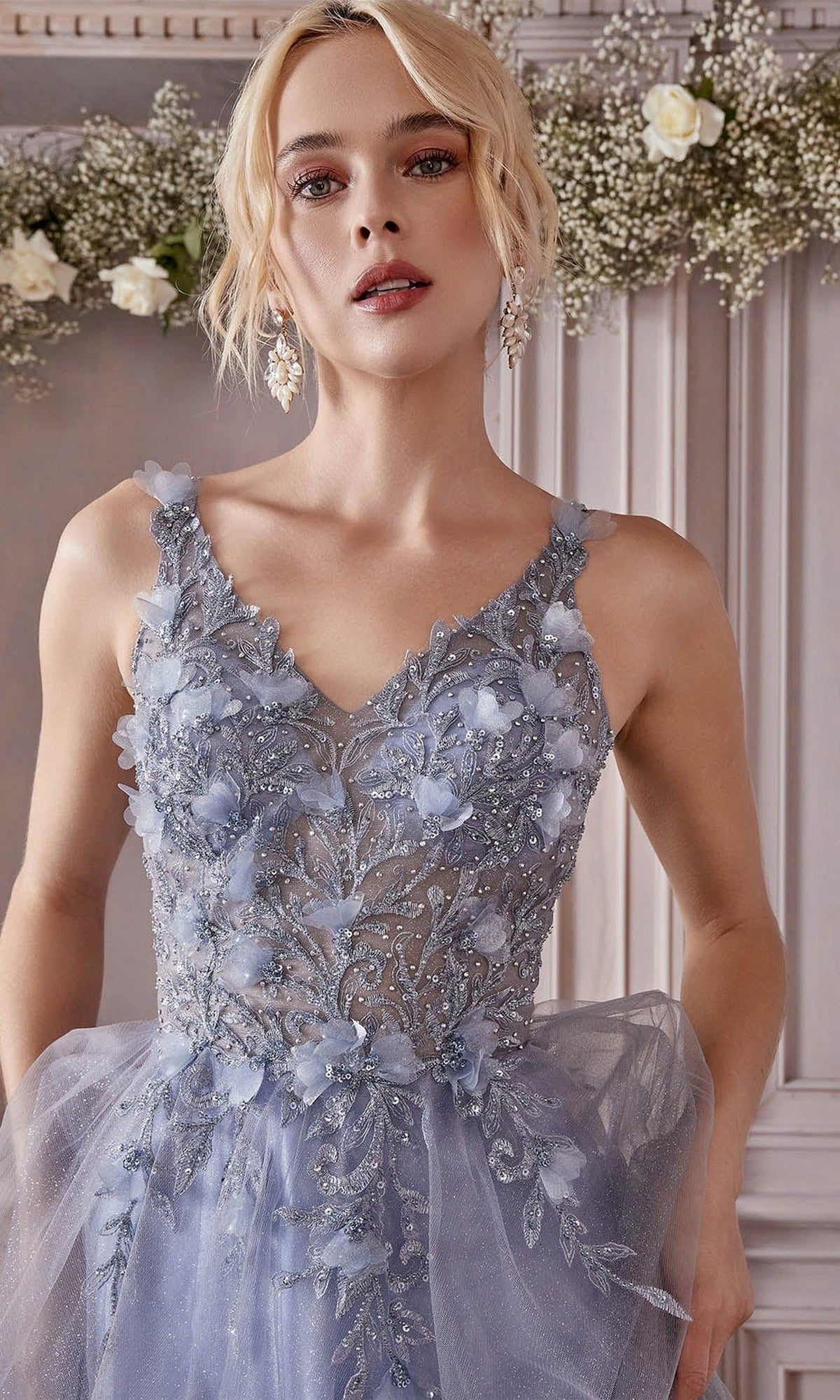 Cinderella Divine CD0181 - Floral Applique Prom Dress