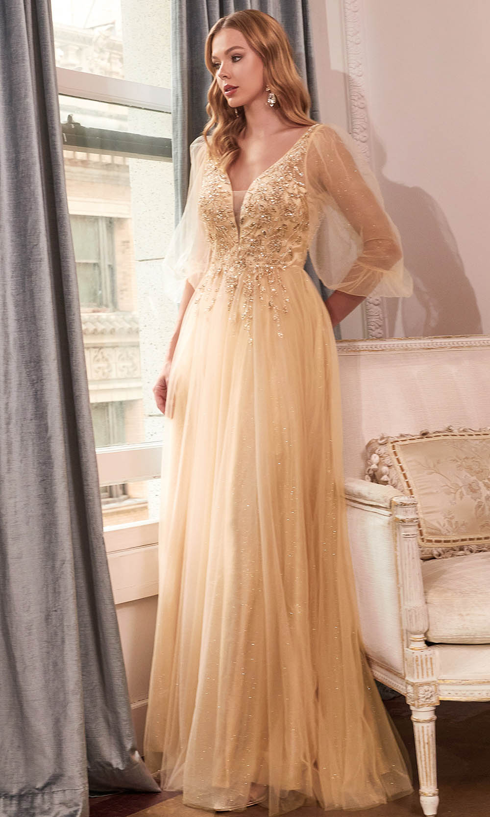 Cinderella Divine CD0182 - Lace Detailed Evening Dress - view 4