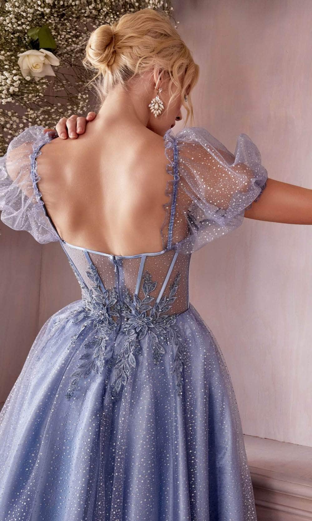 Cinderella Divine CD0187 - Puff- Sleeve Tea-Length Dress - view 6