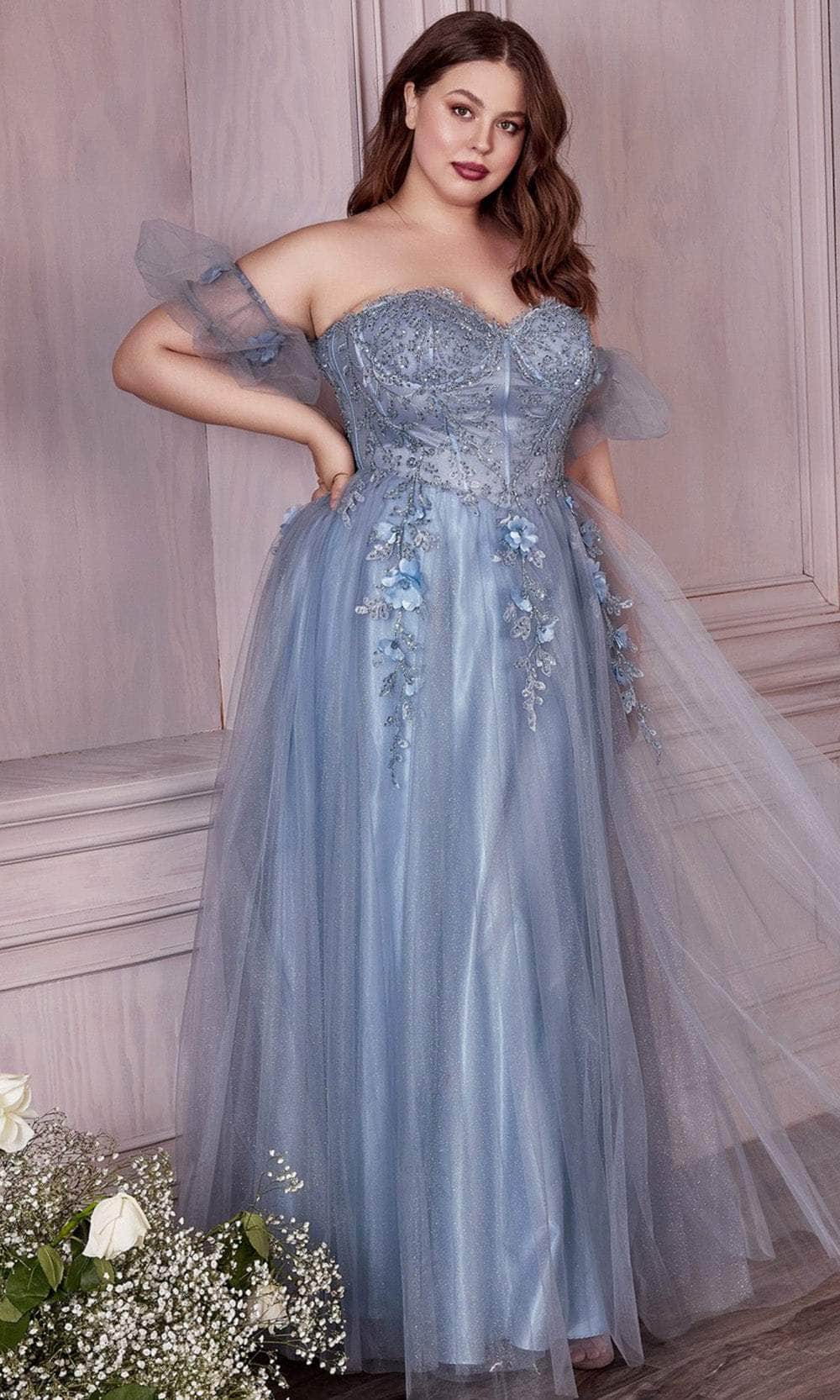 Cinderella Divine CD0191C - Glitter Print Corset Prom Dress - view 6
