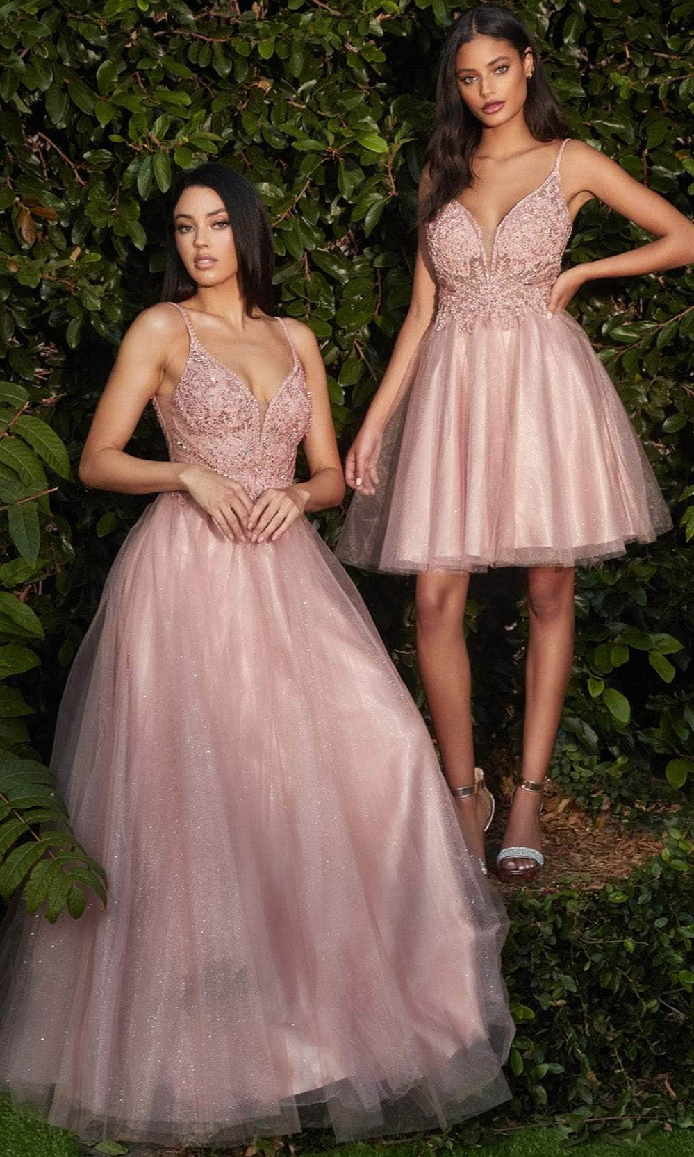 Cinderella Divine CD0195 - Embellished Lace Tulle Prom Dress - back view