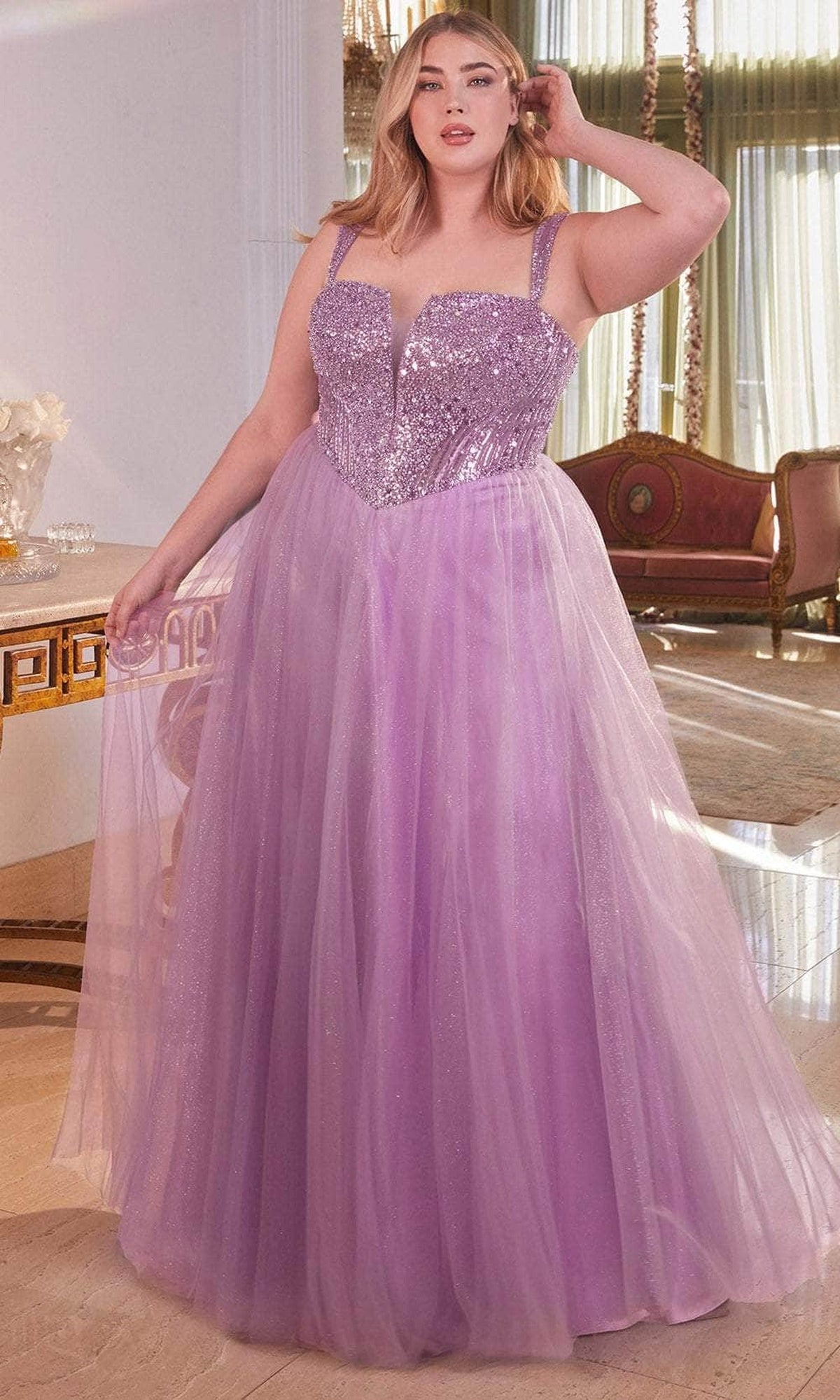 Cinderella Divine CD0217C - Glittered Evening Dress