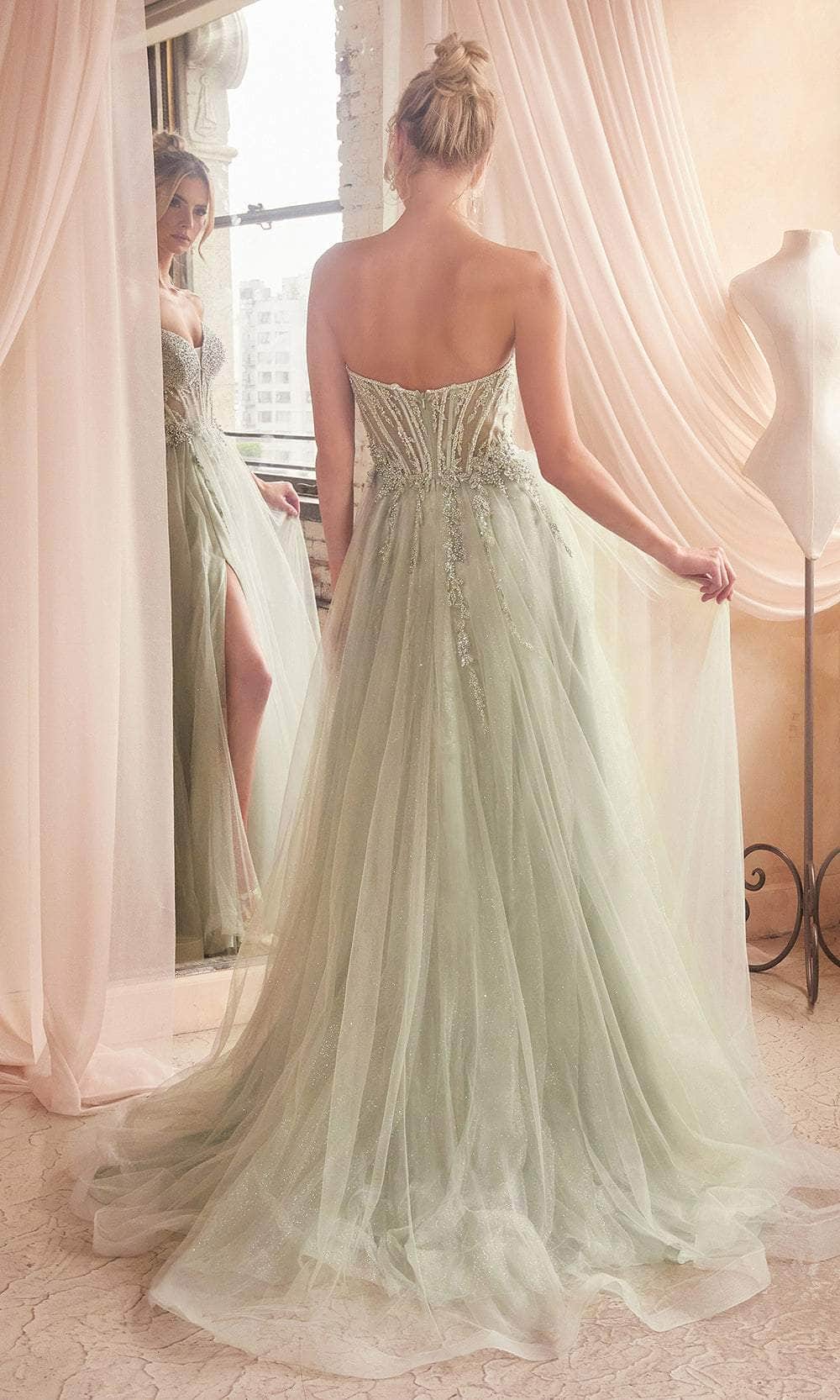 Cinderella Divine CD0230 - A-Line Prom Gown with Beaded Appliques - detail view