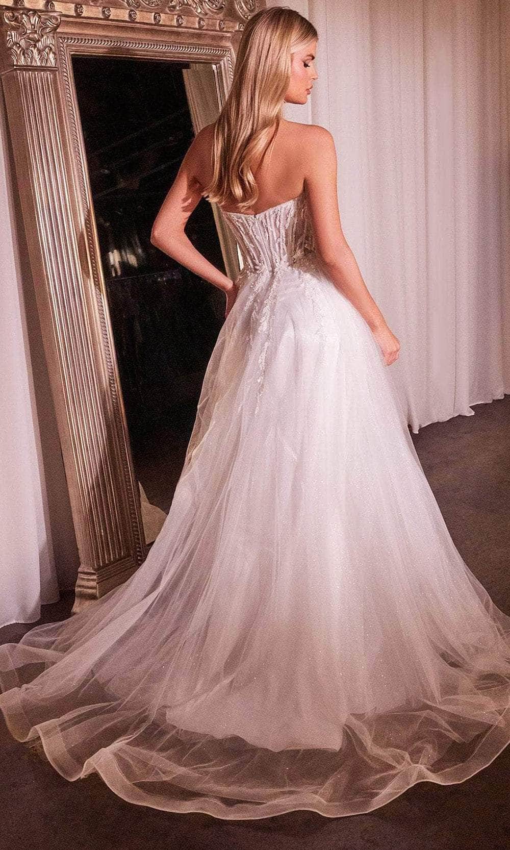 Cinderella Divine CD0230W - Strapless V-Neckline Wedding Dress - back view