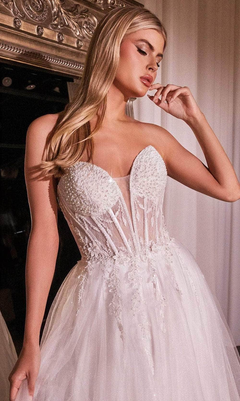Cinderella Divine CD0230W - Strapless V-Neckline Wedding Dress - detail view