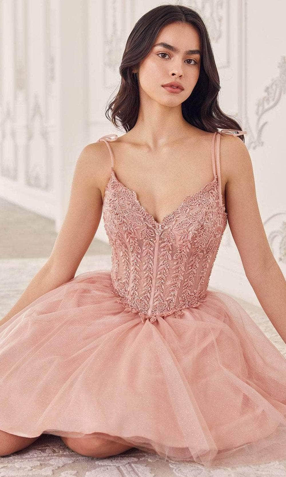 Cinderella Divine CD0236 - Ribbon Strap Detailed Cocktail Gown - view 5