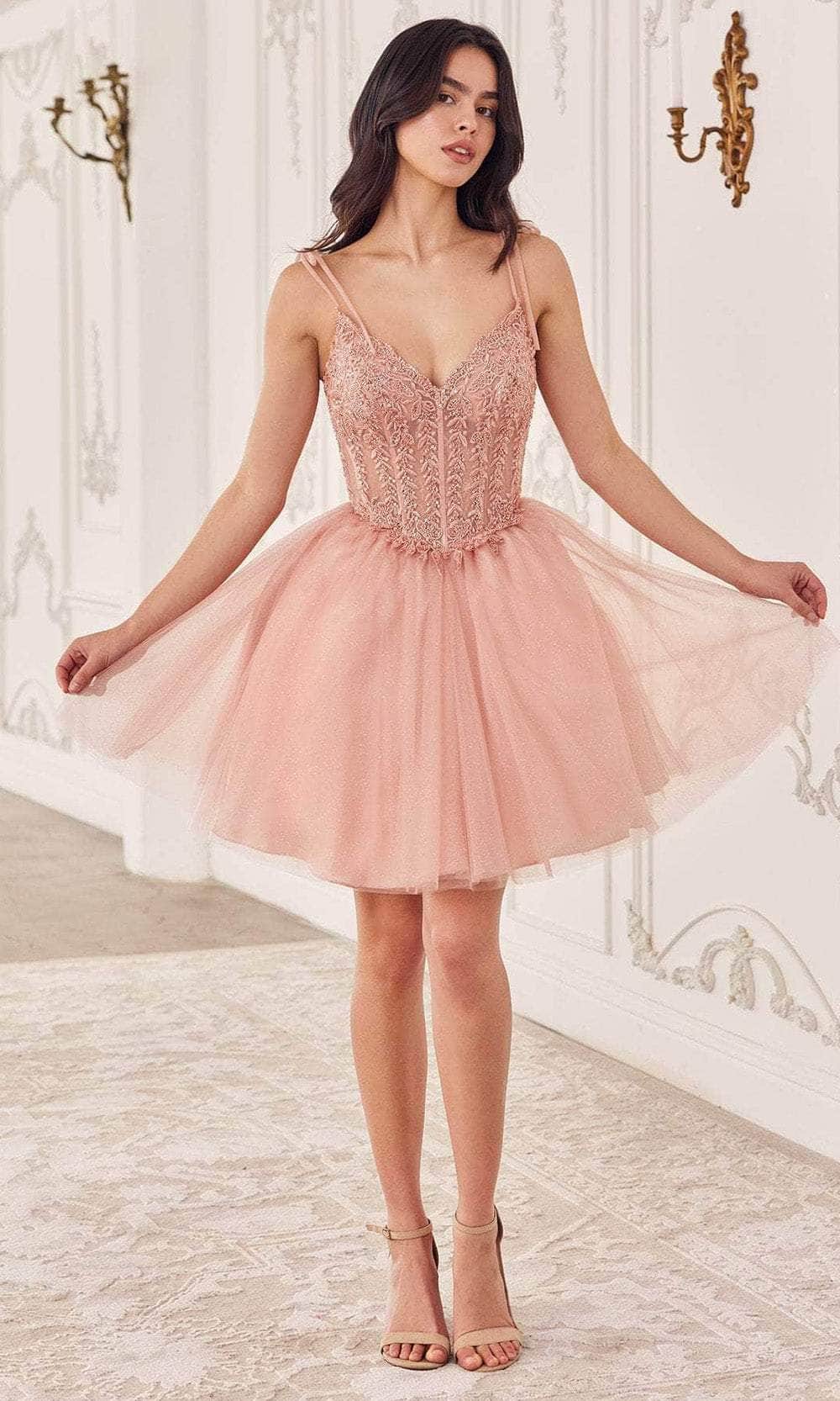 Cinderella Divine CD0236 - Ribbon Strap Detailed Cocktail Gown - view 4