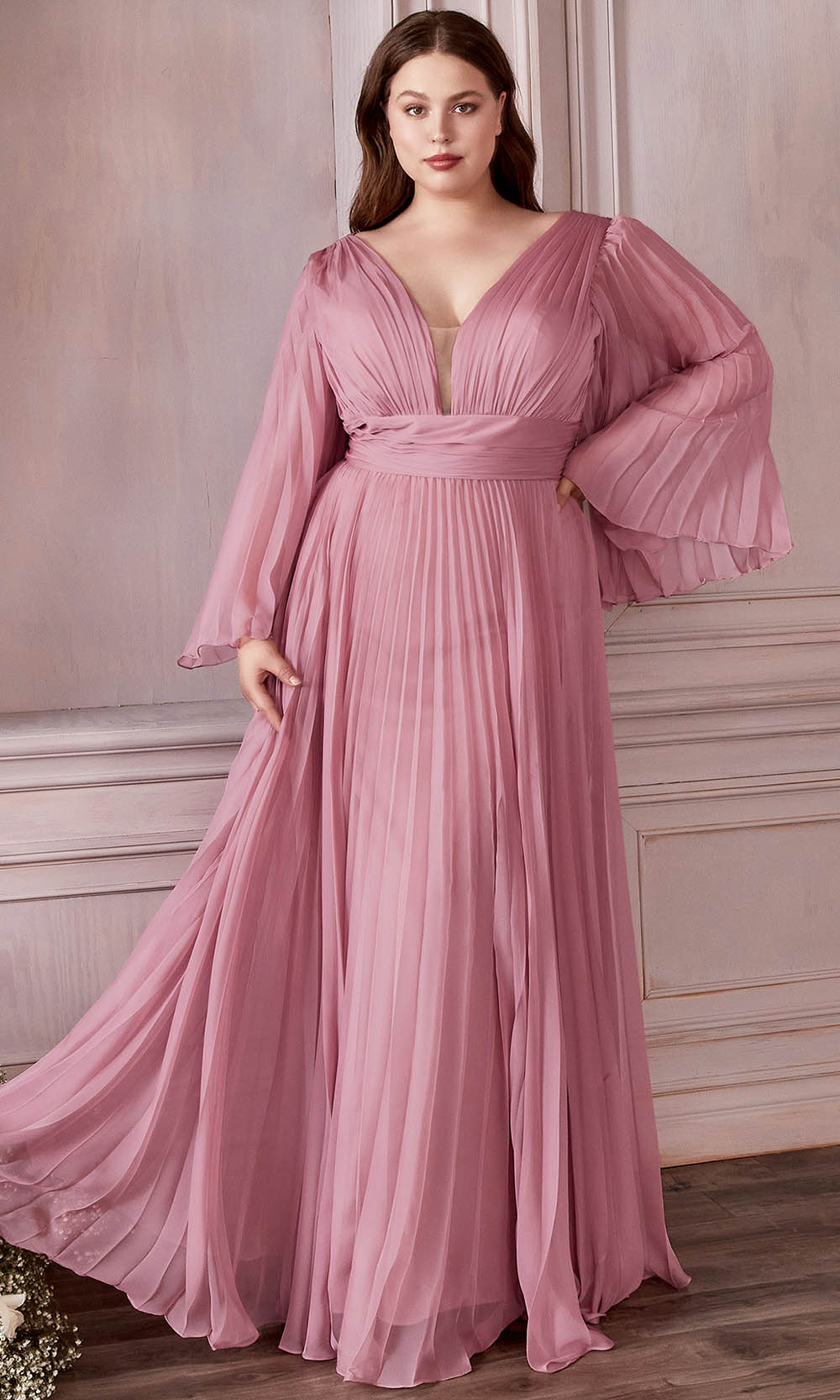 Cinderella Divine CD242C - Bell Sleeve Evening Gown - designer evening gown at Silhouette Dresses