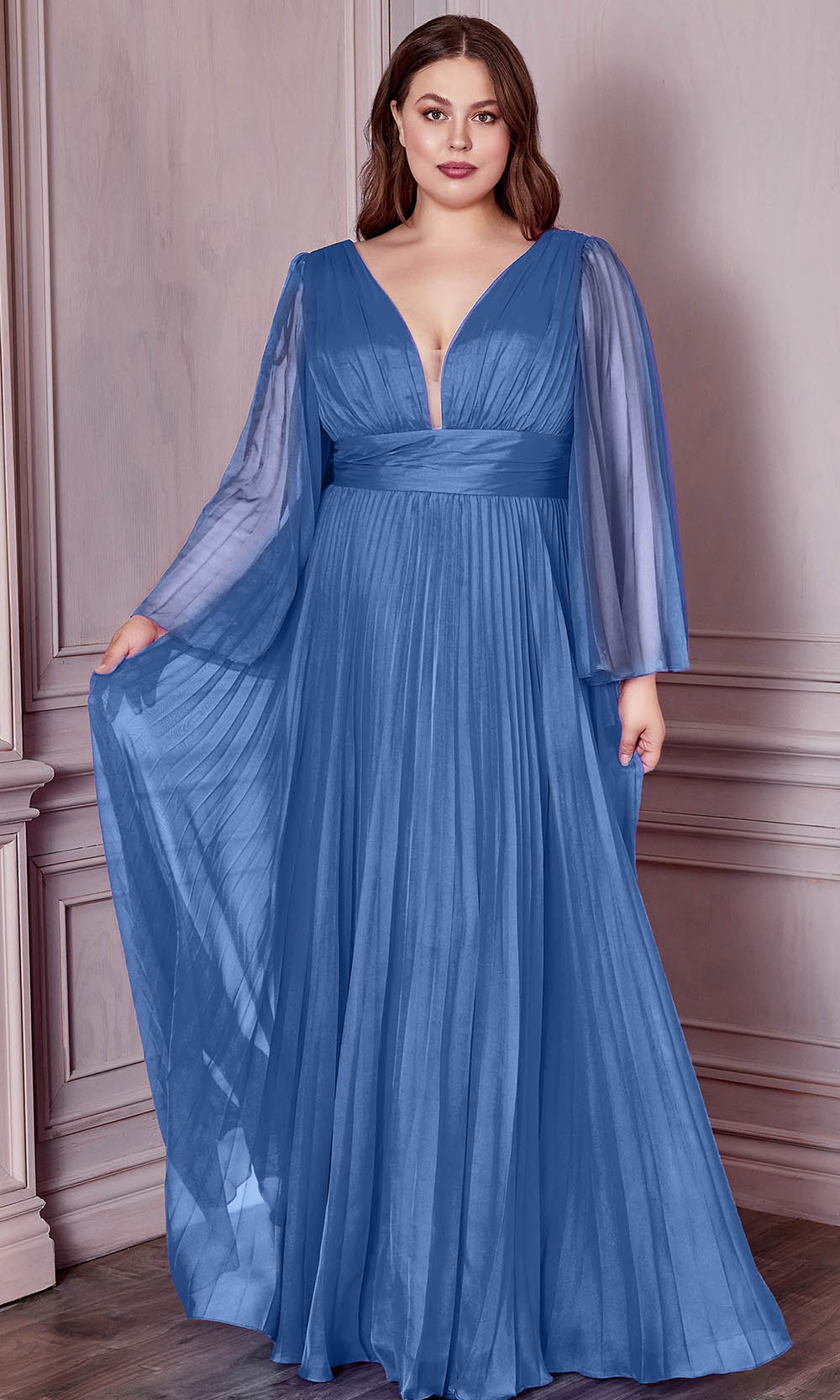 Cinderella Divine CD242C - Bell Sleeve Evening Gown - detail view
