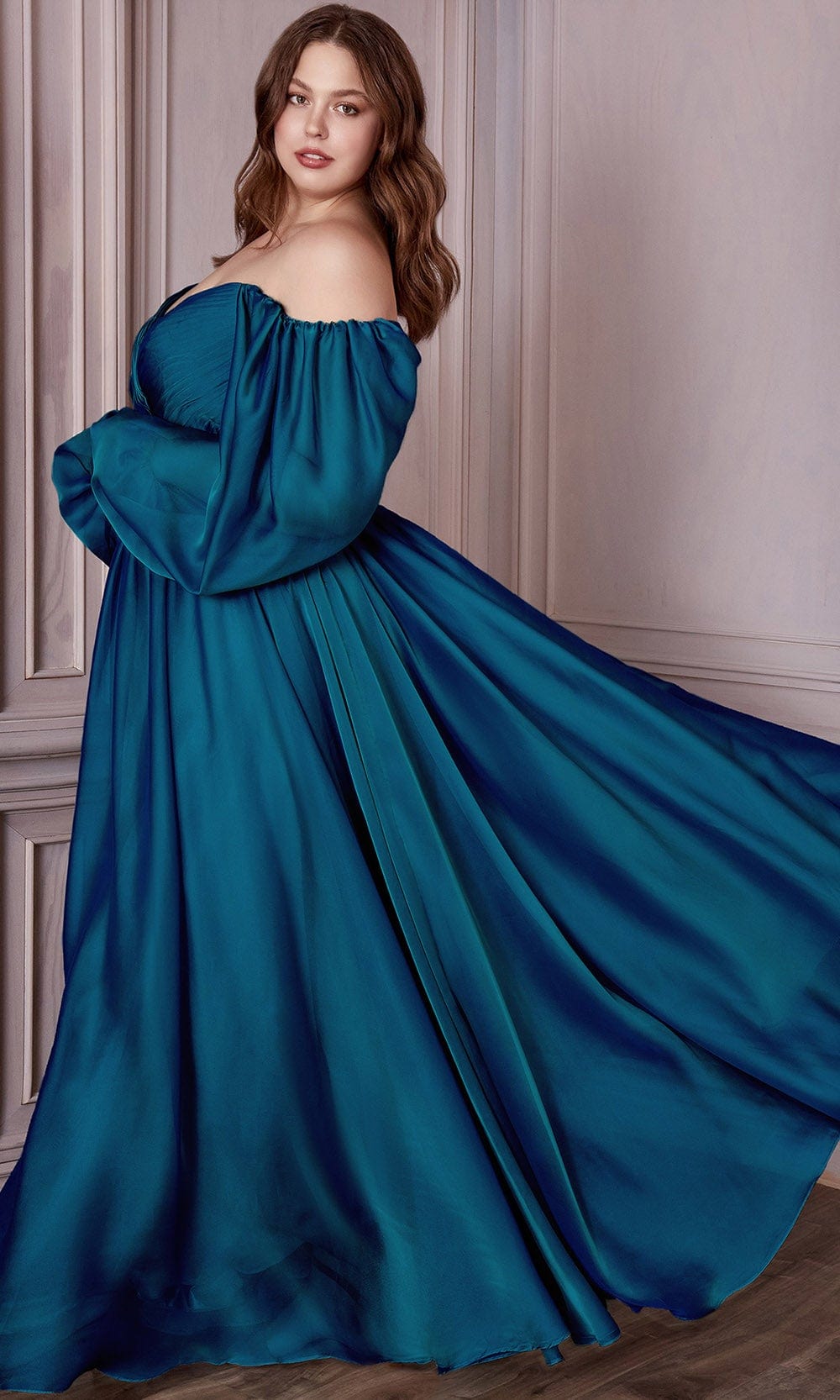 Cinderella Divine CD243C - Bishop Sleeve Prom Gown - view 6