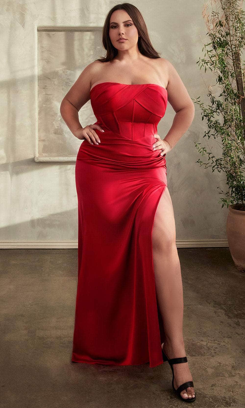 Cinderella Divine CD326C - Strapless with Corset Bodice Prom Dress - view 4