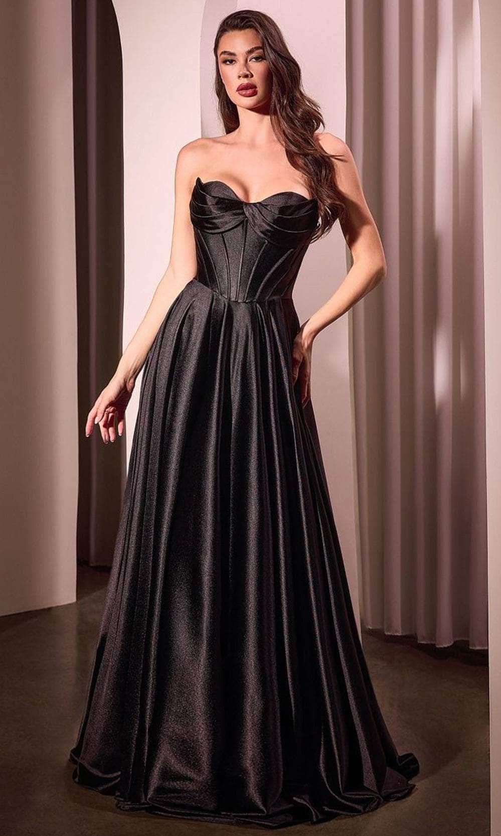 Cinderella Divine CD378 - High Slit Strapless Long Gown - Silhouette Dresses