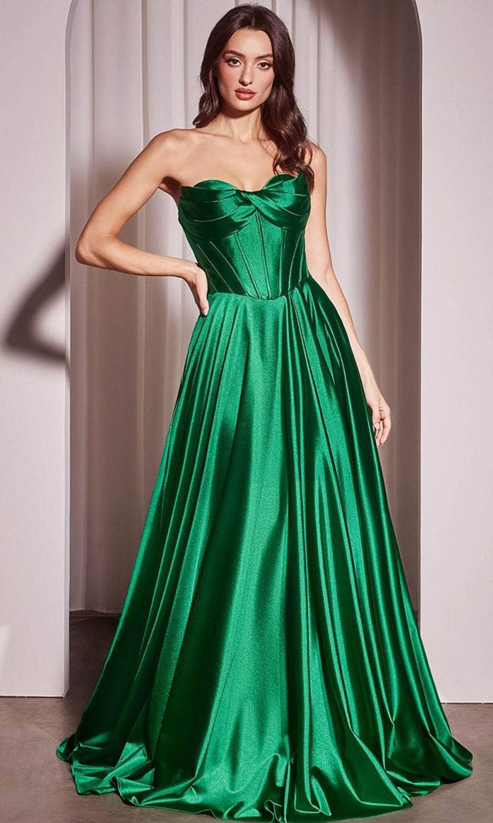Cinderella Divine CD378 - High Slit Strapless Long Gown - back view