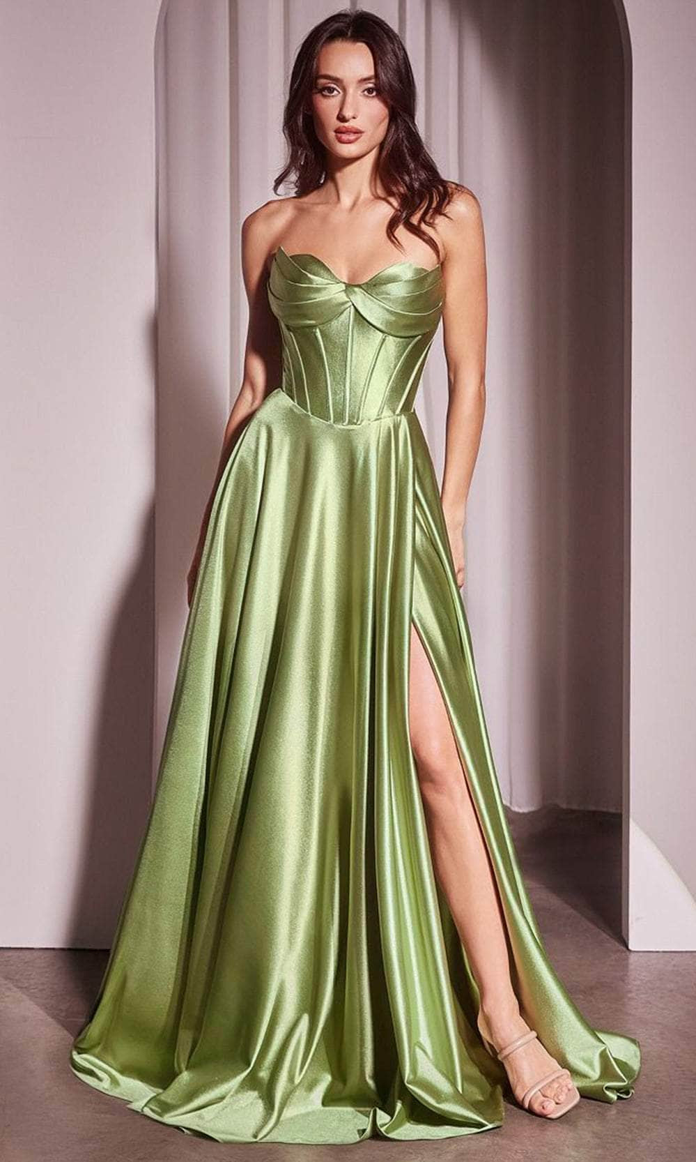 Cinderella Divine CD378 - High Slit Strapless Long Gown - view 6