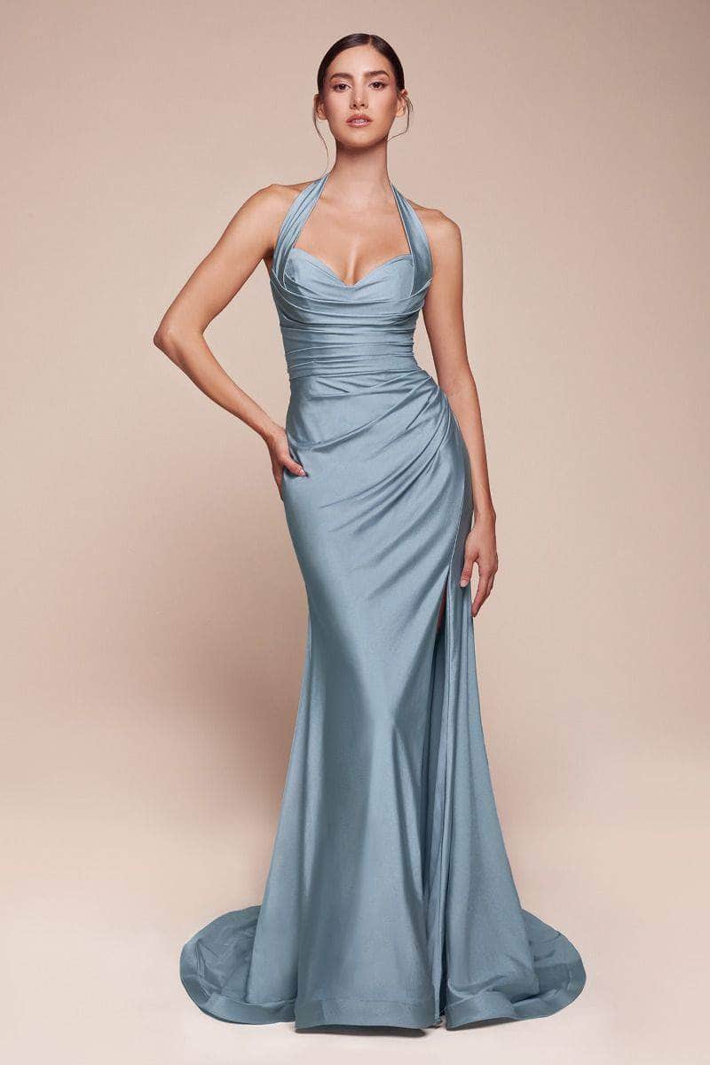 Cinderella Divine CD796C - Ruched Halter Long Gown - view 7