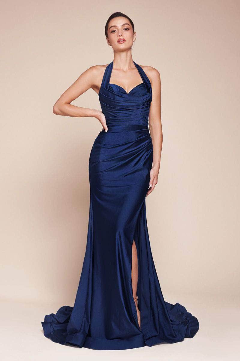 Cinderella Divine CD796C - Ruched Halter Long Gown - view 14