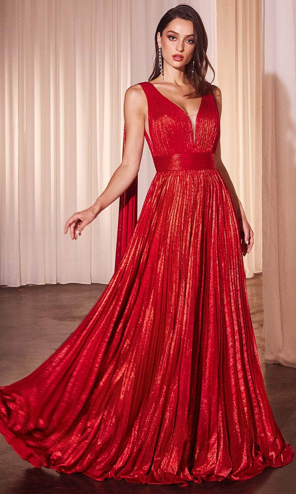Cinderella Divine CD802 - Plunging Neckline Sleeveless Prom Gown - back view