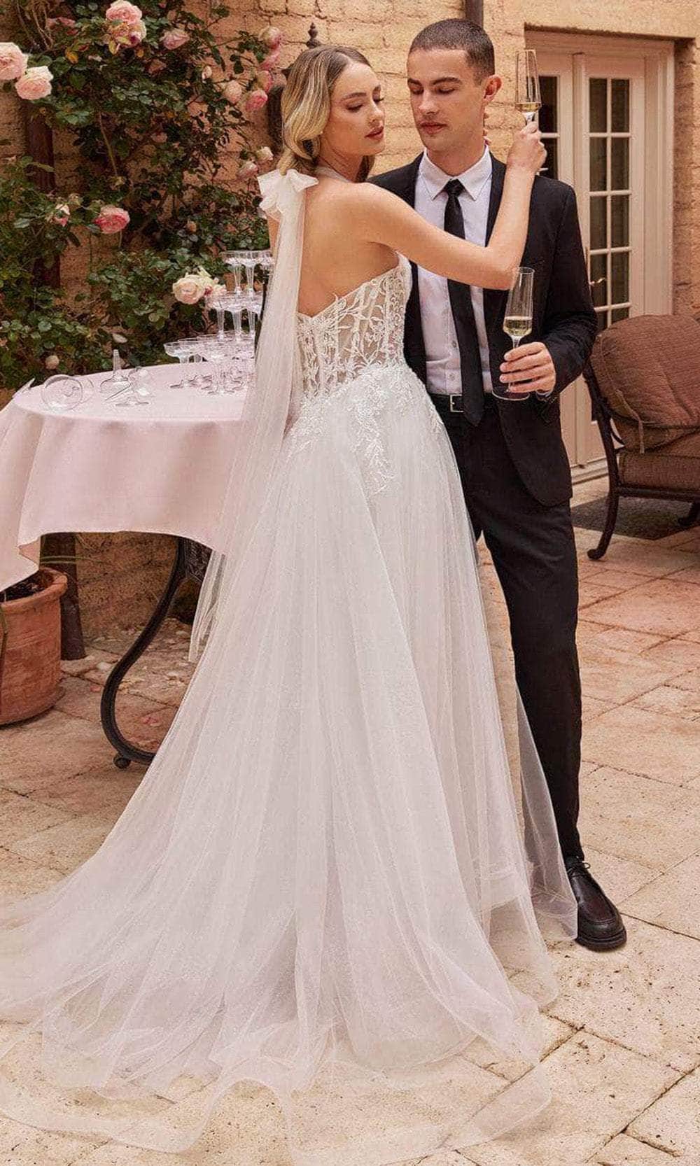 Cinderella Divine CD827W - Halter Corset Bridal Dress - back view