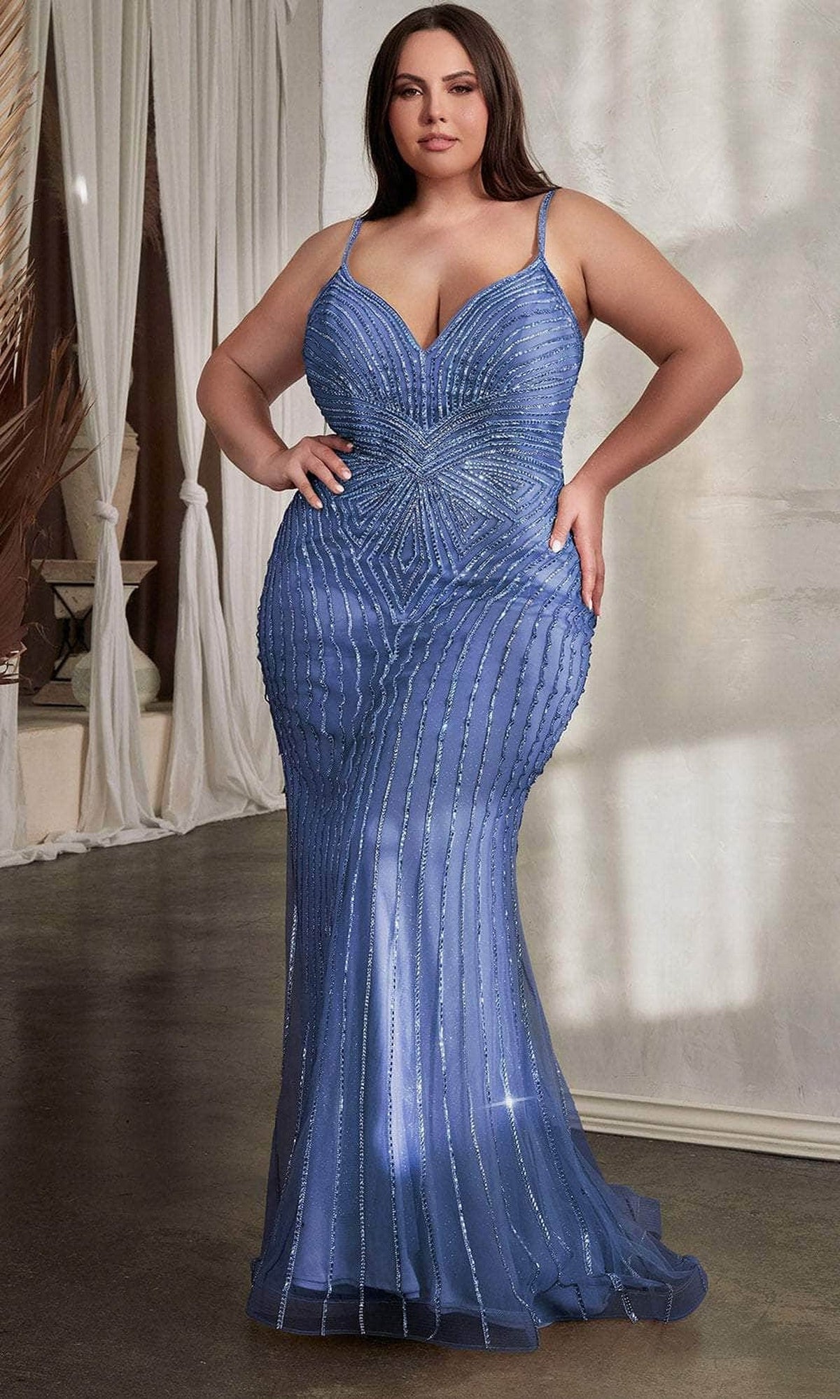 Cinderella Divine CD845 - Beaded Sleeveless with V-Neck Prom Dress