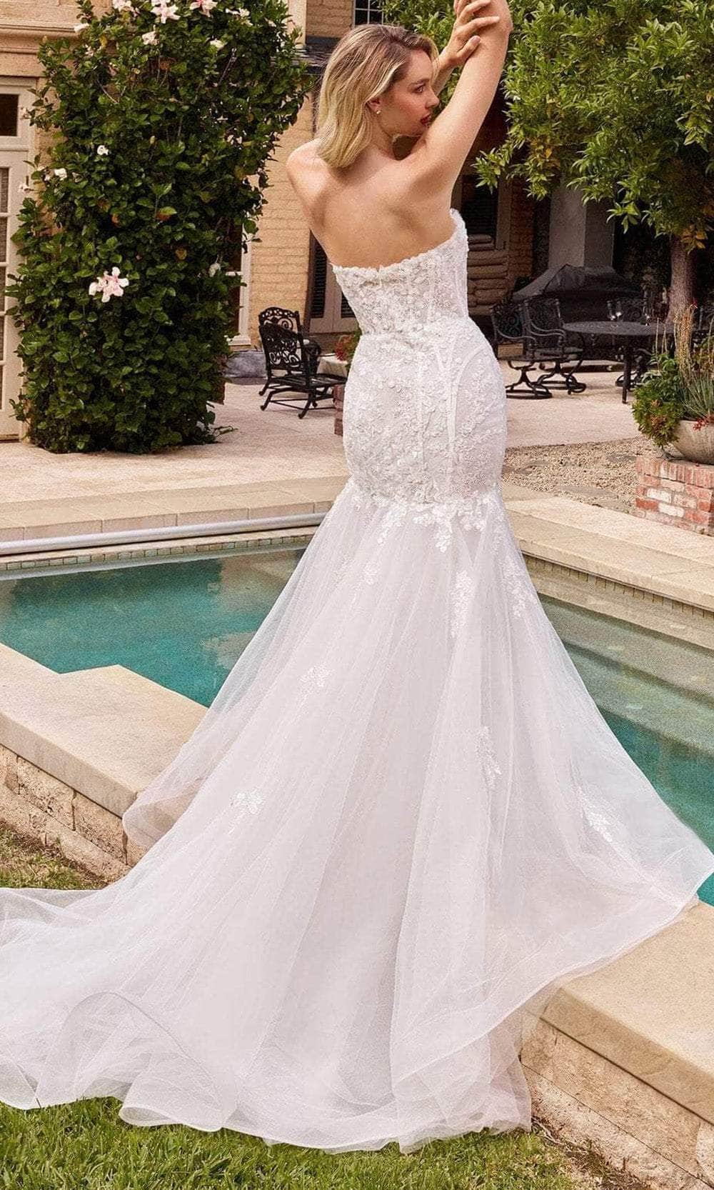 Cinderella Divine CD858W - Sweetheart Bridal Dress - back view