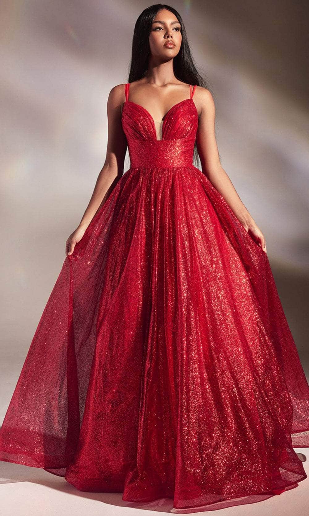 Cinderella Divine CD996 - Deep Sweetheart A-Line Evening Gown - back view
