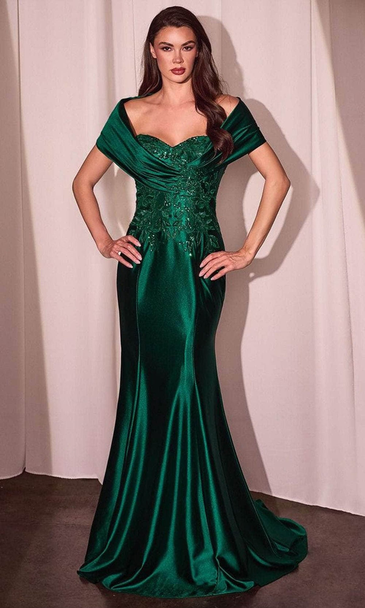 Cinderella Divine CDS507 - Satin Shawl Evening Gown