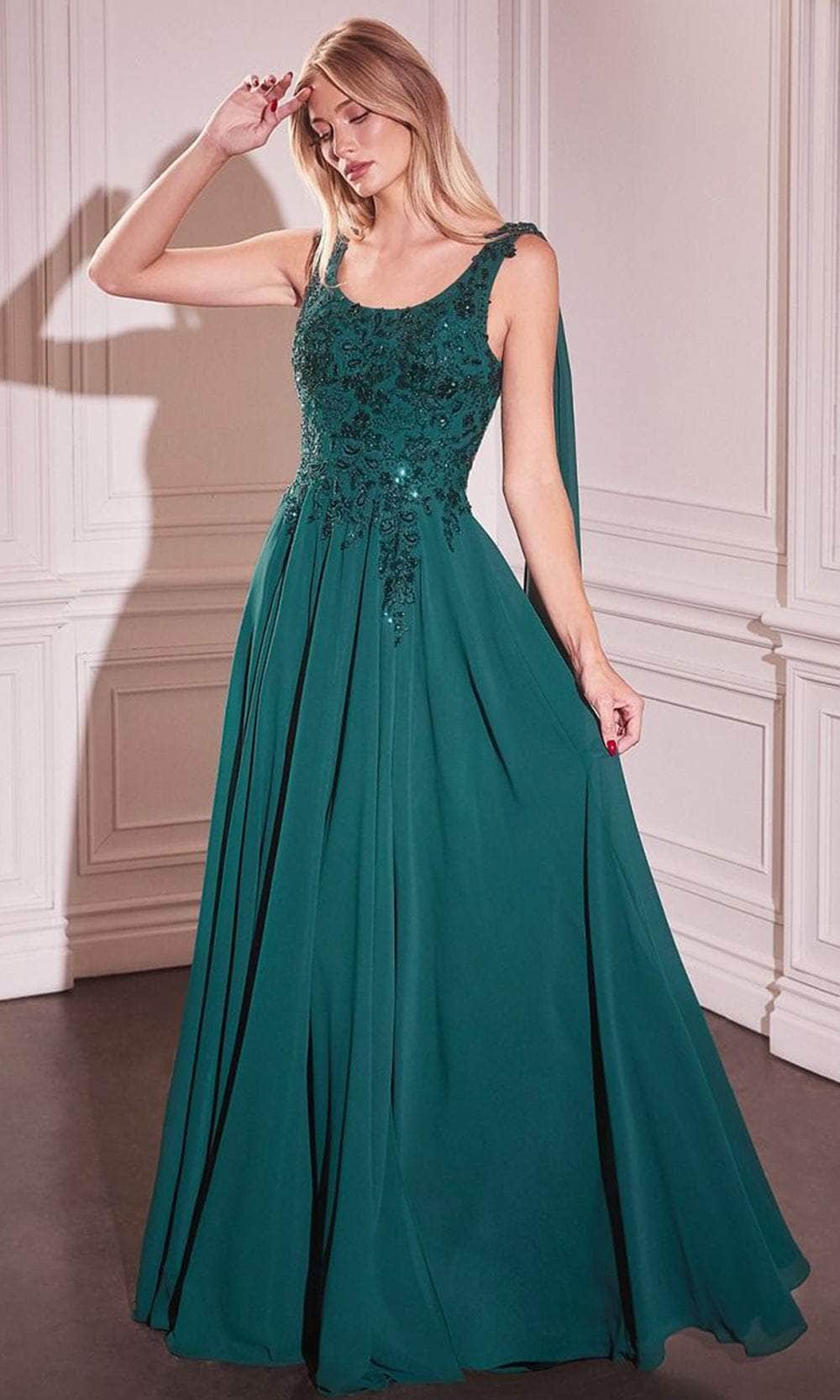 Cinderella Divine CDS509 - A-Line Chiffon Evening Gown - back view