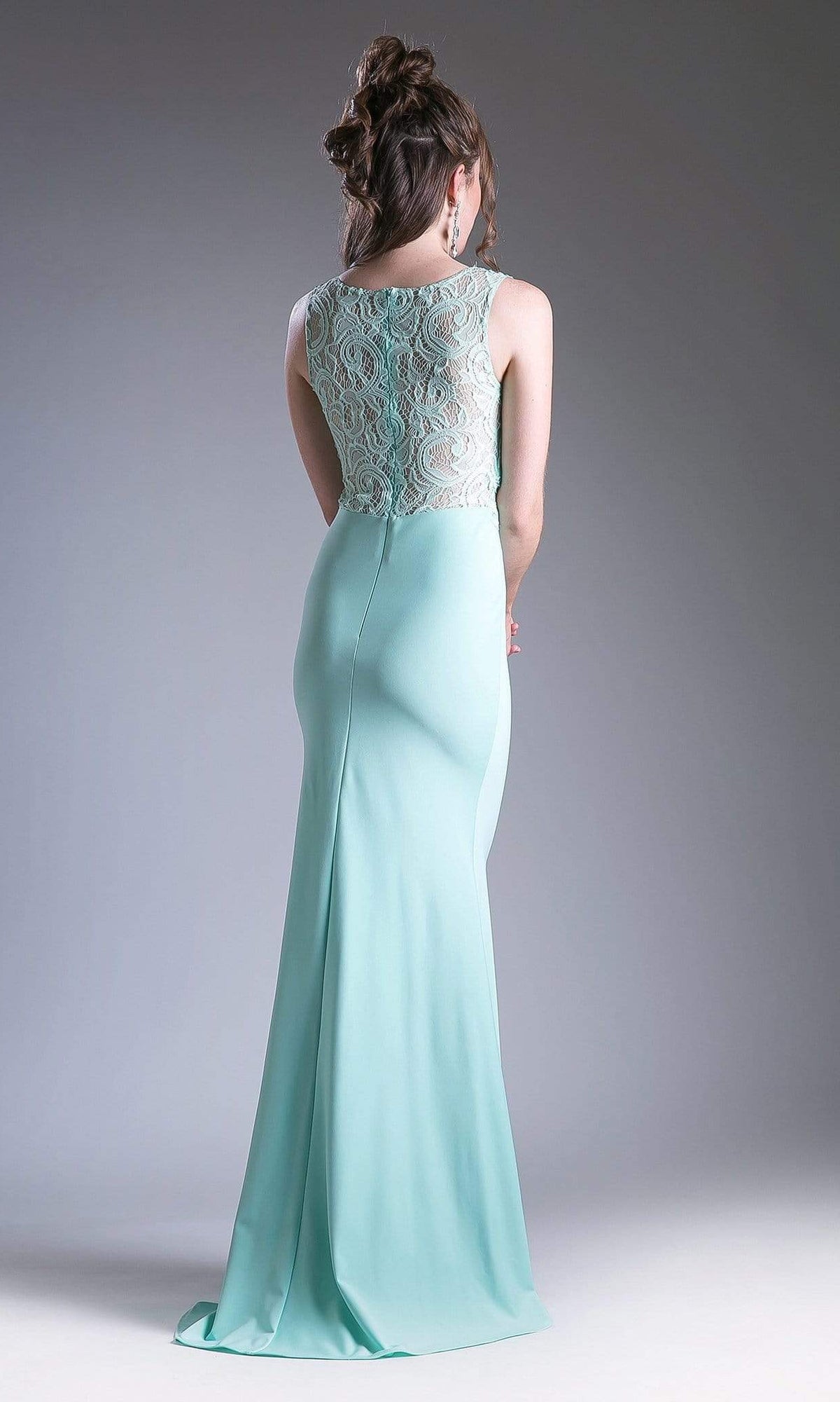 Cinderella Divine - CF115 Sleeveless Lace Stretch Knit Sheath Dress - view 7