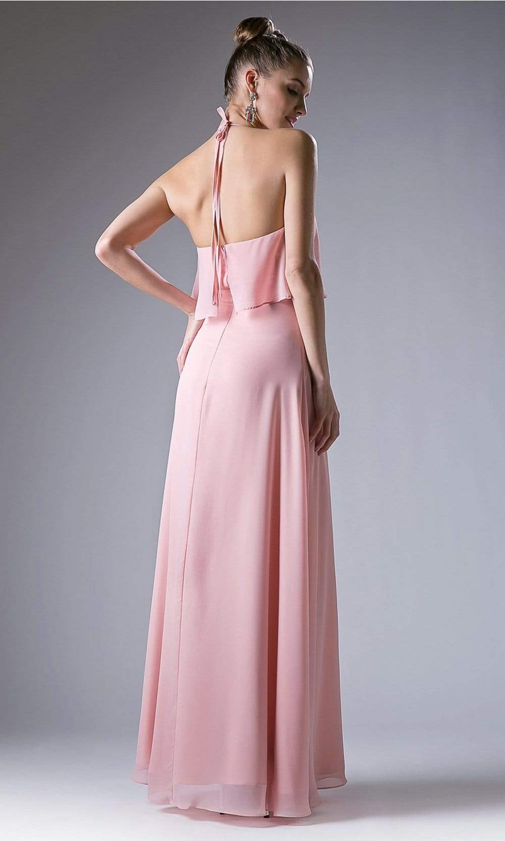 Cinderella Divine - CF130 Flounce Halter Style Chiffon A Line Dress - back view