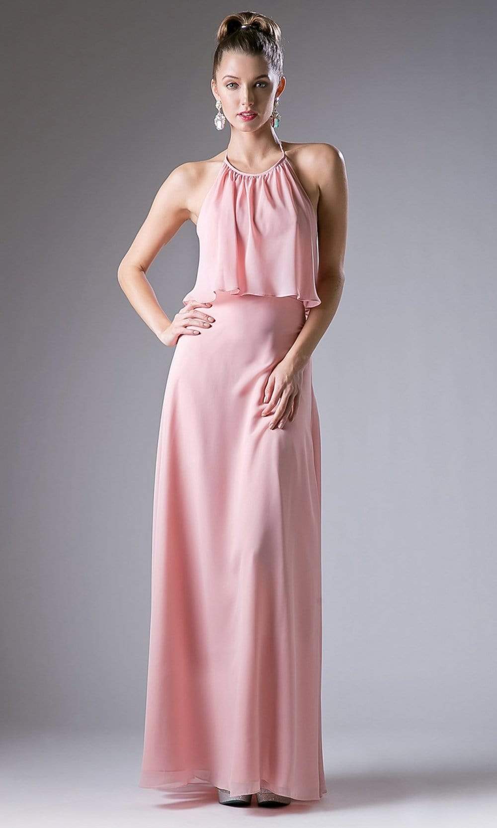 Cinderella Divine - CF130 Flounce Halter Style Chiffon A Line Dress - Silhouette Dresses