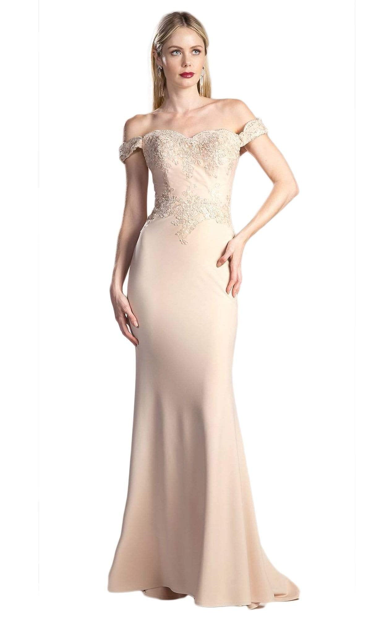 Cinderella Divine - CF158 Stretch Crepe Satin Off Shoulder Gown - view 5
