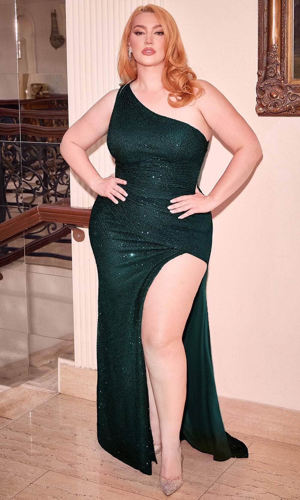 Cinderella Divine CH077 - Sequin Gown with One Shoulder Design - view 8