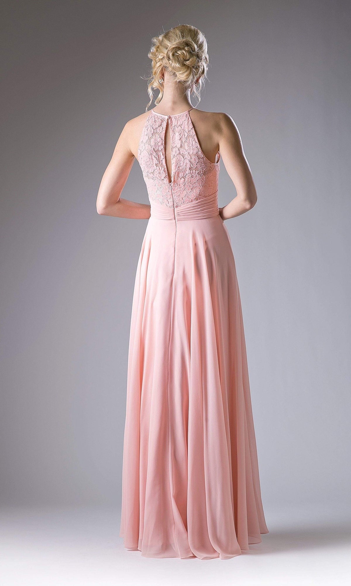 Cinderella Divine - CJ228 High Halter Lace Bodice A-Line Evening Gown - view 9
