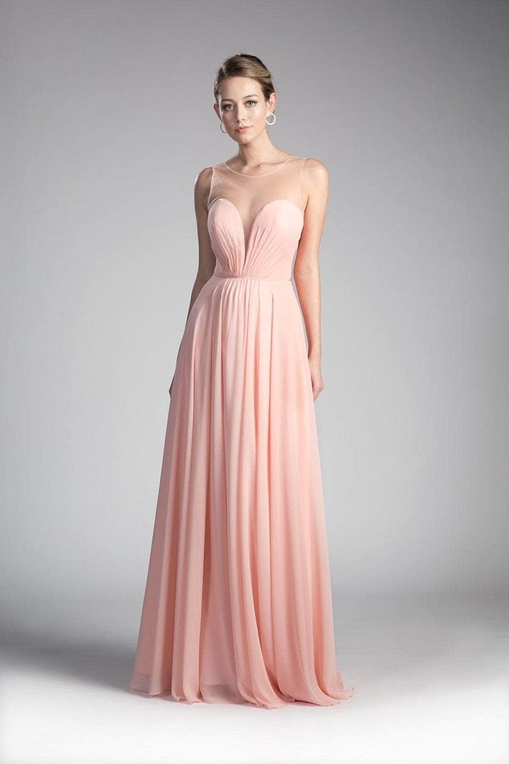 Cinderella Divine - CJ251 Illusion Neckline A-Line Chiffon Dress - view 10