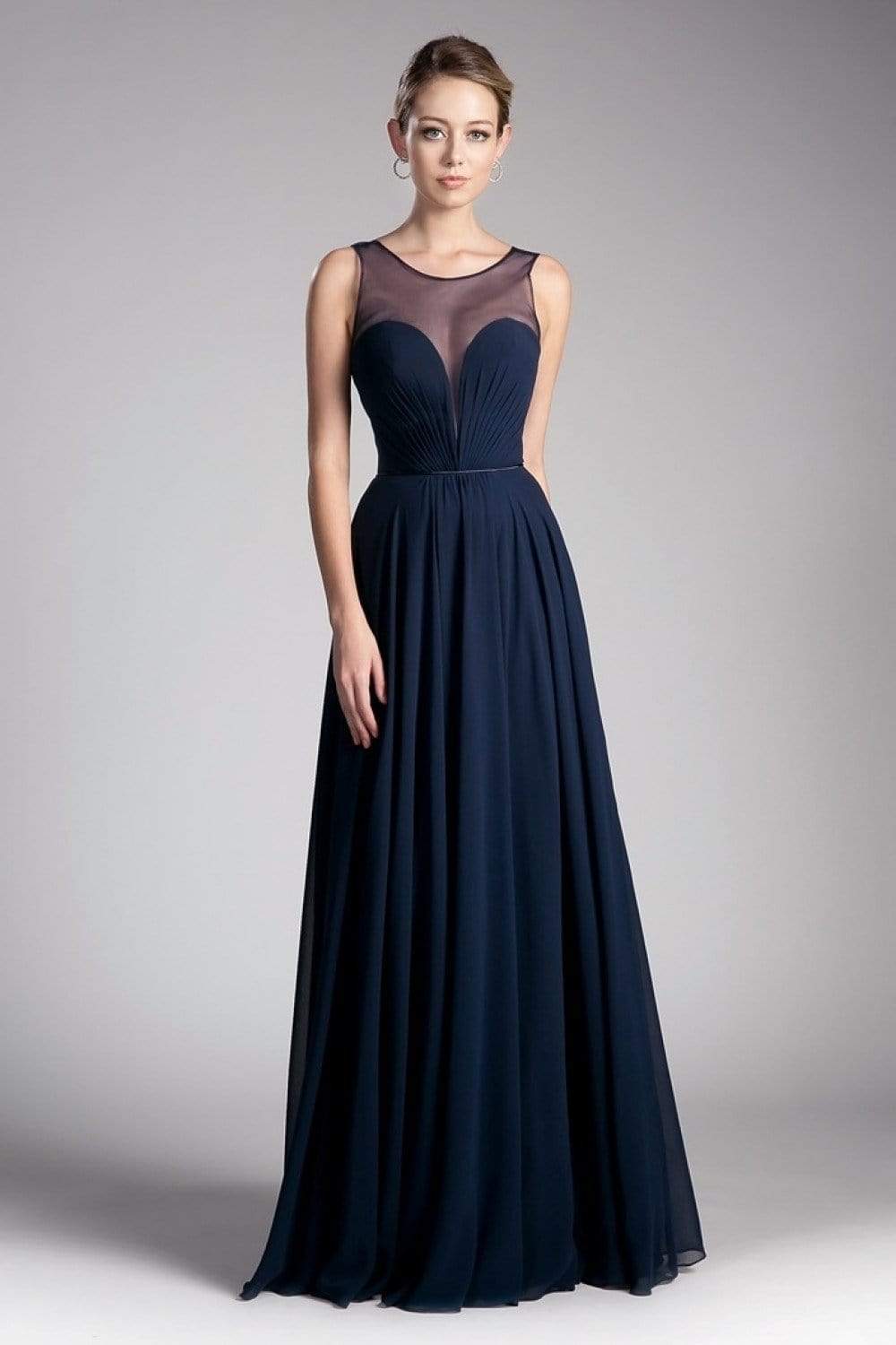 Cinderella Divine - CJ251 Illusion Neckline A-Line Chiffon Dress - view 9