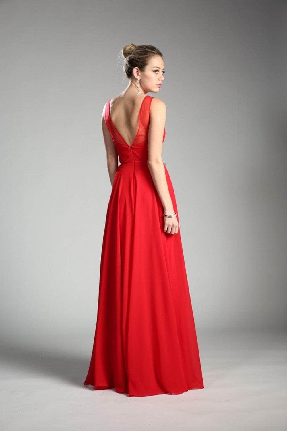 Cinderella Divine - CJ251 Illusion Neckline A-Line Chiffon Dress - view 11