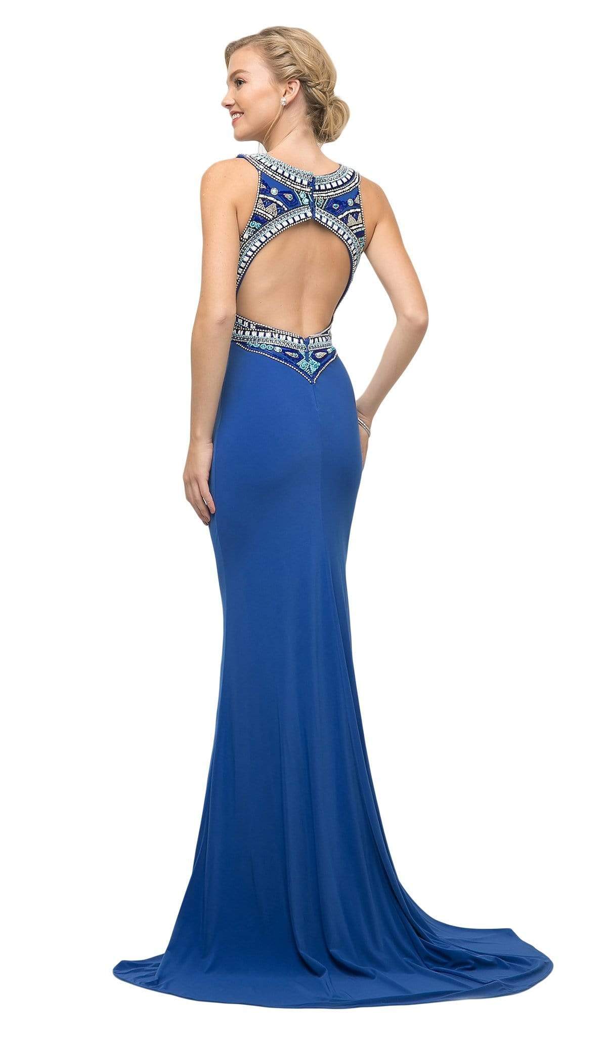 Cinderella Divine - CK39 Two Piece Beaded Halter Trumpet Dress - detail view