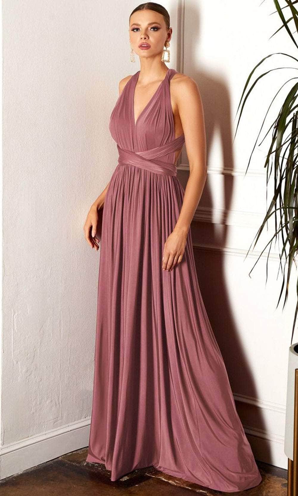 Cinderella Divine CV01 - Ruched V-Neck Evening Gown - view 6