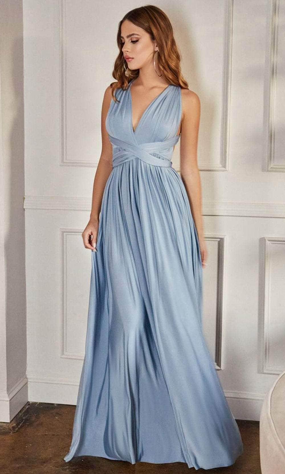 Cinderella Divine CV01 - Ruched V-Neck Evening Gown - view 7