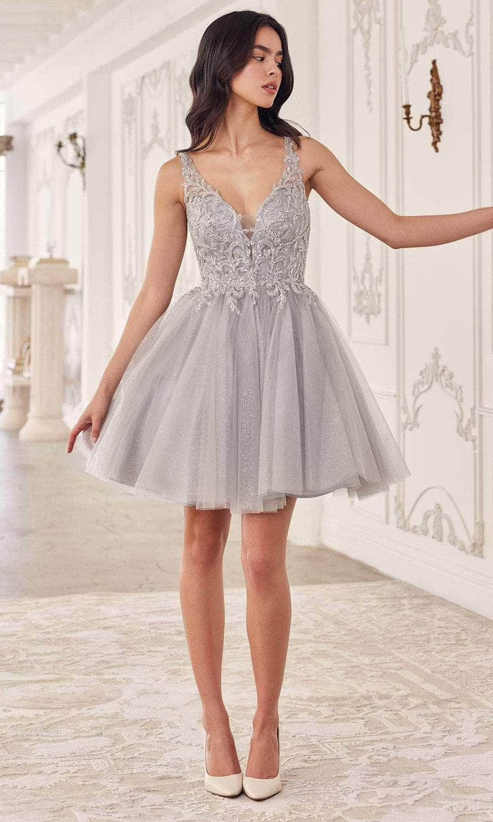 Cinderella Divine CY022 - Glitter Embellished Tulle Cocktail Dress - view 7