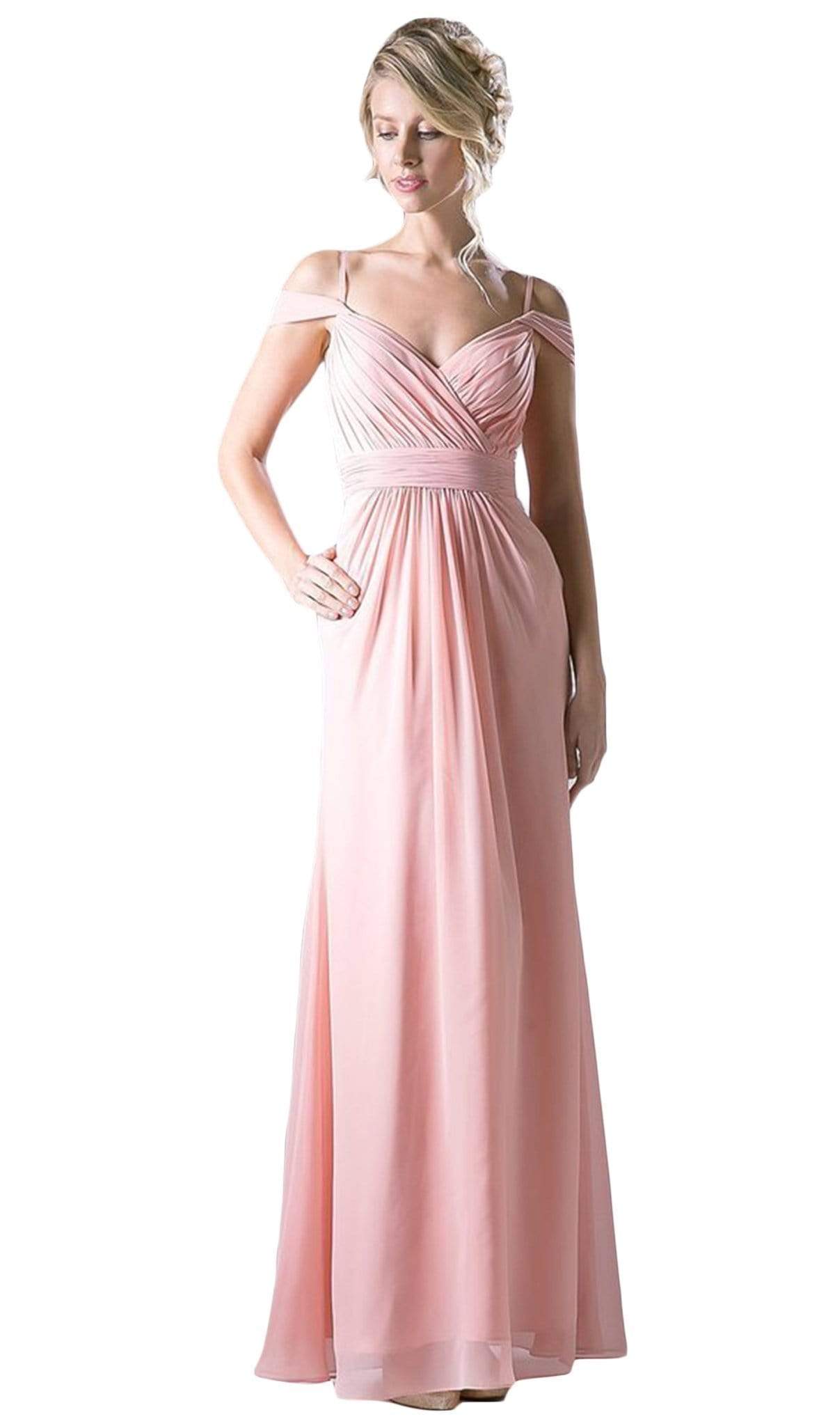 Cinderella Divine - Draping Off-Shoulder Surplice Chiffon Formal Gown - designer bridesmaid dress at Silhouette Dresses