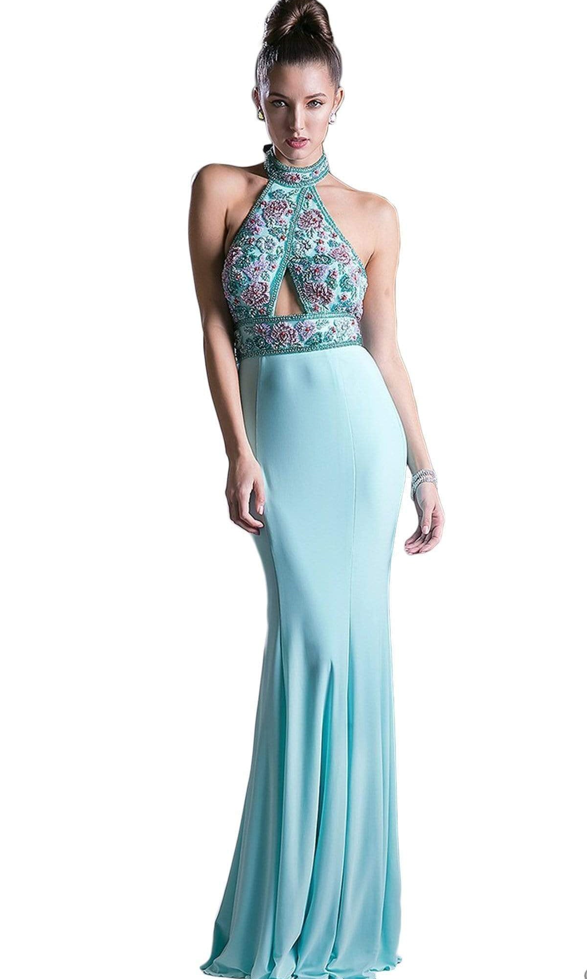 Cinderella Divine - Embellished High Halter Evening Dress - back view