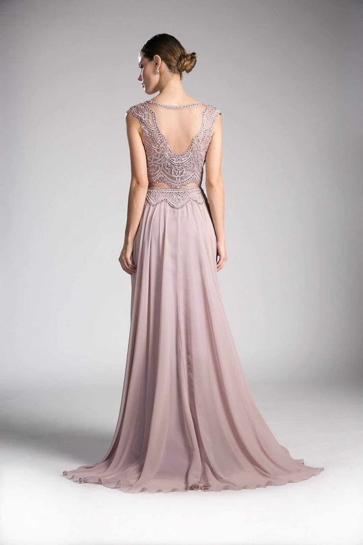 Cinderella Divine - Embellished Illusion Bateau A-line Dress