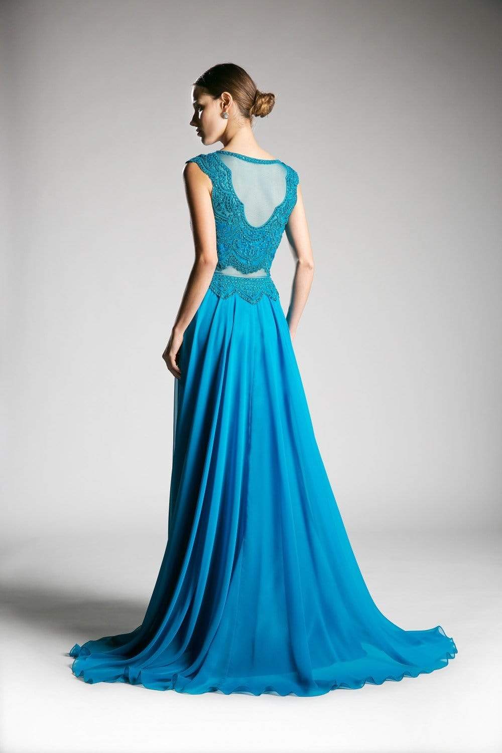 Cinderella Divine - Embellished Illusion Bateau A-line Dress - view 10