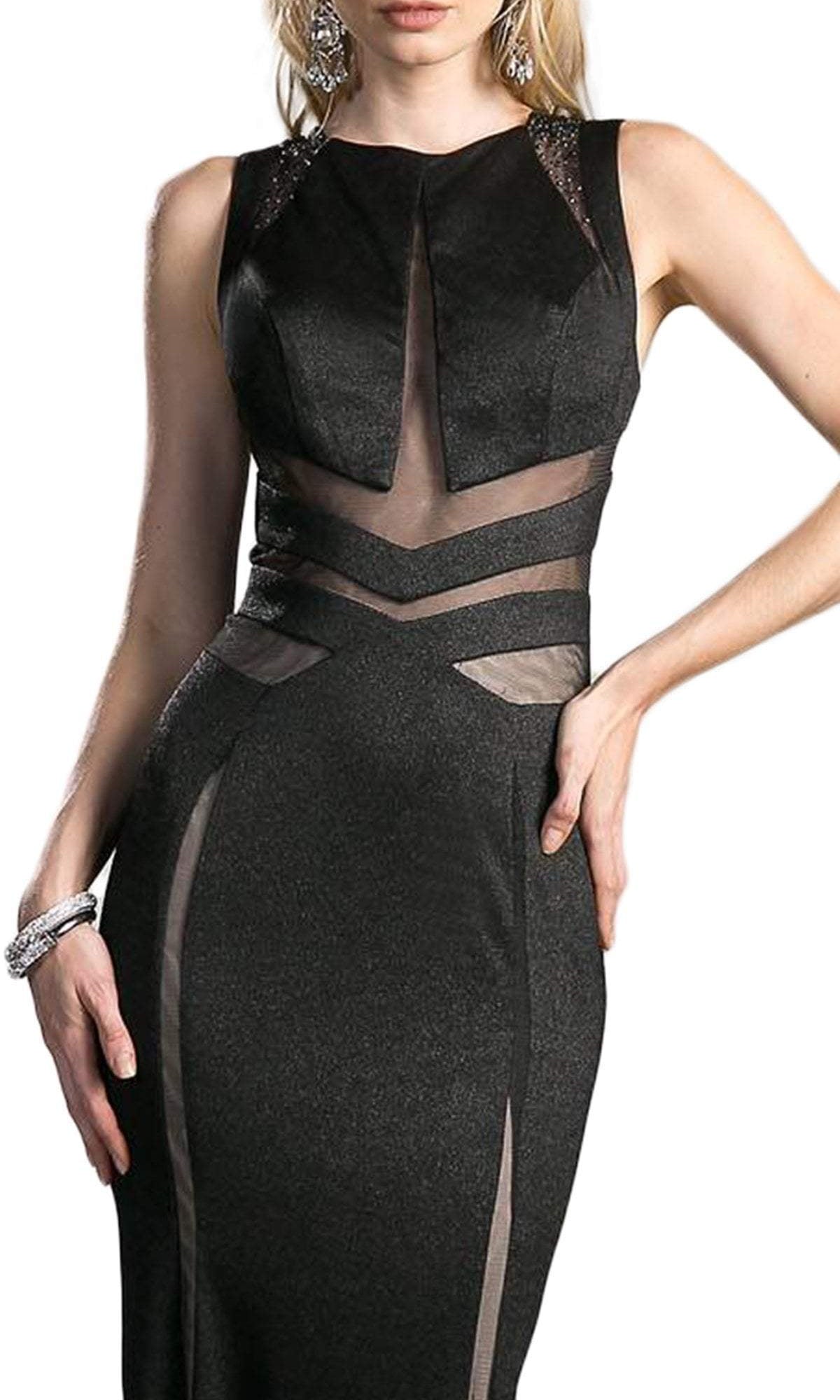 Cinderella Divine - Embellished Jewel Neck Sheath Dress - back view